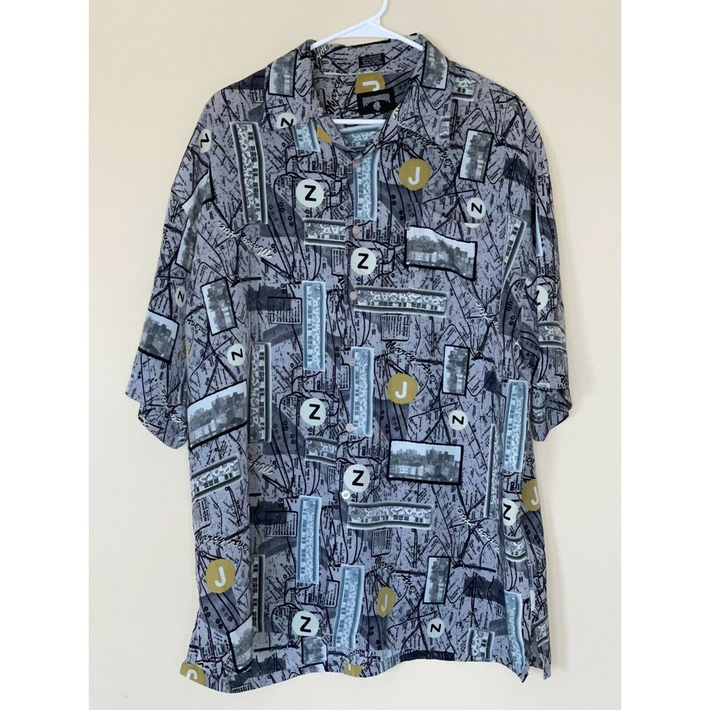 Rocawear Shirt Button-Down Short Sleeve Marcy Ave All Over Print Men's‎ XL